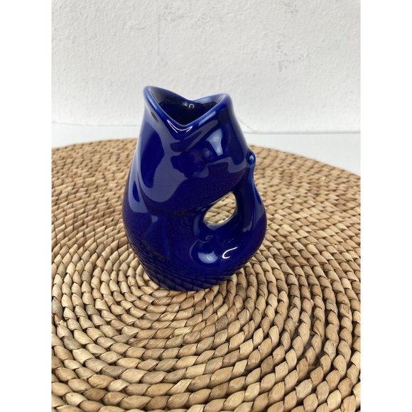 *Vintage Blue Ceramic Gurgle Pot Jug Glug Glug 3 1/2" H Small Mini Collectible - Picture 2 of 8